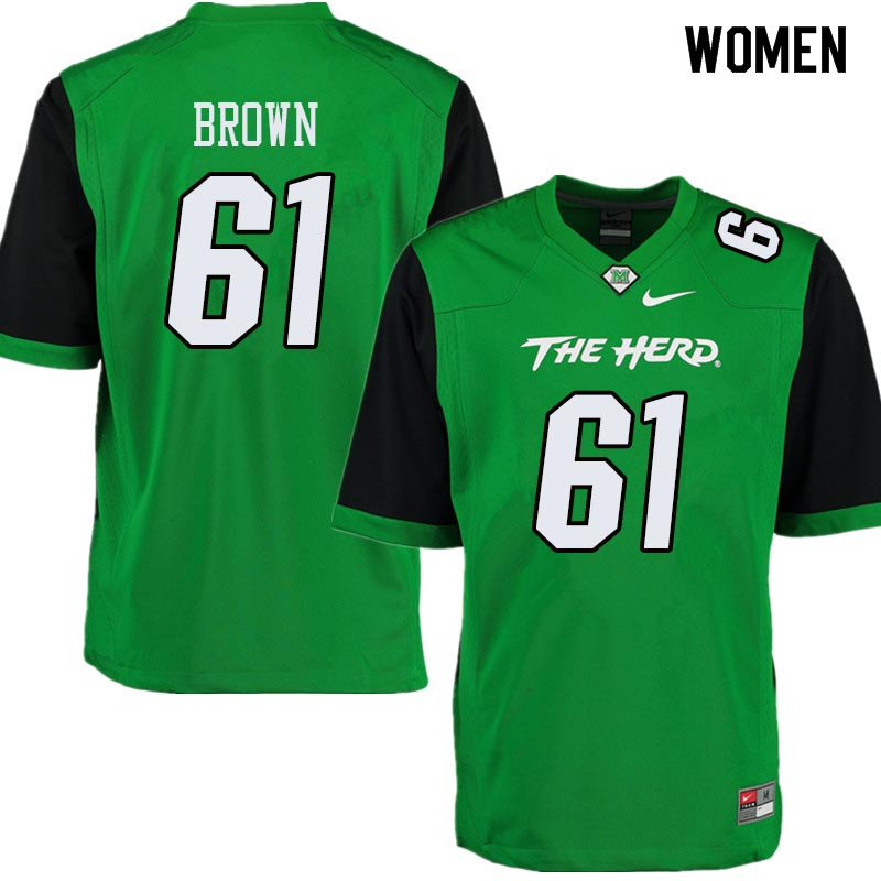 Women #61 Levi Brown Marshall Thundering Herd College Football Jerseys Sale-Green - Click Image to Close